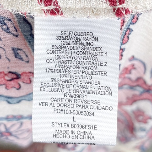 Democracy Women's Boho Paisley Mixed Print Linen Blend Blouse Size Large - Picture 8 of 9